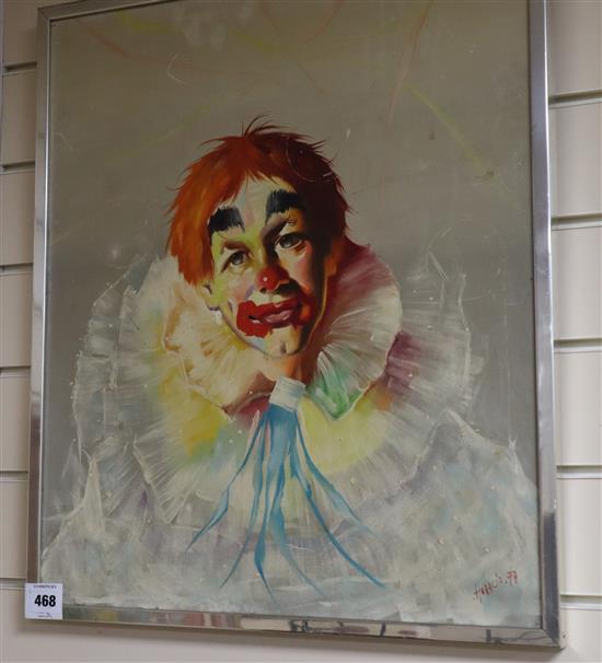 Horacio Sosa Cordero, oil on canvas, Study of a clown, signed and dated 72, 54 x 45cm